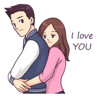😍 9c32d8ee I love YOU любовь, пара, объятия, романтика, нежность telegram sticker