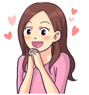 😍 ad03ca5c женщина, сердечки, взволнована, счастлива, мультфильм telegram sticker