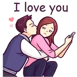 ❤️ b7bbe8ae I love you любовь, романтика, пара, нежность, мультфильм telegram sticker