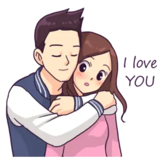 😍 cca15e19 I LOVE YOU любовь, пара, мультфильм, романтика, привязанность telegram sticker