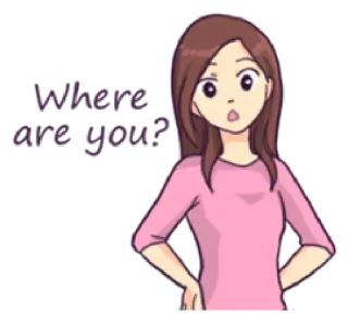 😯 f9d4f50b where are you? женщина, мультфильм, вопрос, запрос telegram sticker