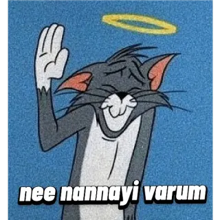 😂 12c43249 Tom Cat Tom and Jerry nee nannayi varum мультфильм, кот, ангел, приветствие whatsapp sticker