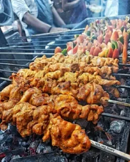 🤩 00876b3b No, veg lovers nourriture, barbecue, poulet, grillé, kebab, street food telegram sticker
