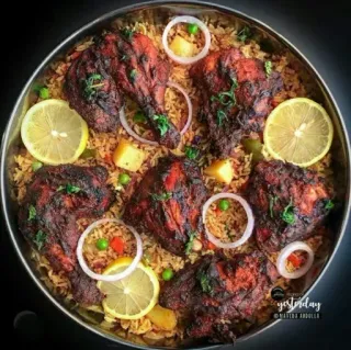 🤩 05860224 nourriture, poulet, riz, plat, citron, délicieux telegram sticker