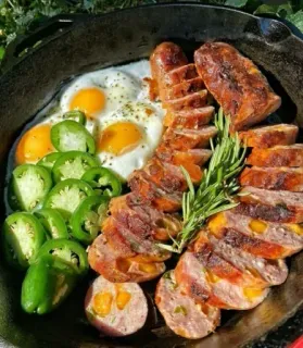 🍁 7ca3ba65 nourriture, petit déjeuner, saucisse, oeufs, jalapeño telegram sticker