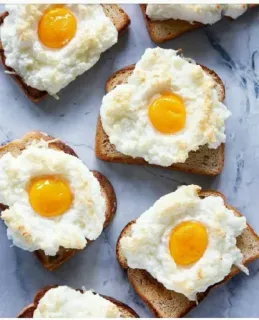 🤩 a2cfc256 toast, oeuf, nourriture, petit déjeuner, oeufs nuage telegram sticker