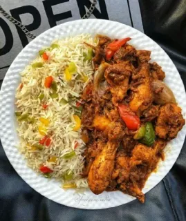 🤩 b04760a2 nourriture, riz, poulet, repas, dîner, cuisine, délicieux telegram sticker