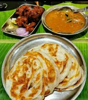 🤩 baa78156 nourriture, cuisine indienne, Paratha, curry, poulet telegram sticker