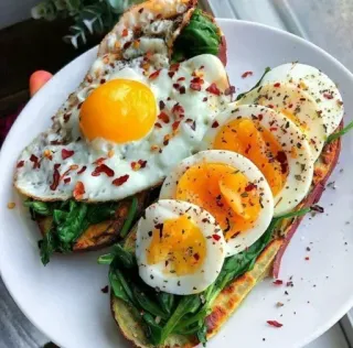 🤩 f8bf7b76 nourriture, œuf, petit déjeuner, sain, épinards telegram sticker
