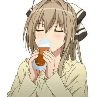 🥃 c81349bc anime, girl, drinking, beverage, cute, cartoon whatsapp sticker