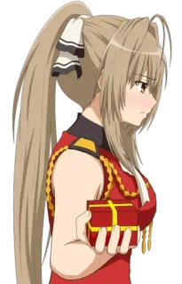 🤥 d668ba12 anime, girl, gift, long hair, red, uniform whatsapp sticker