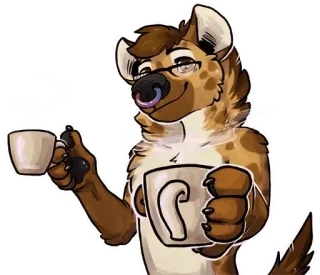☕ 00478510 Furry, Antropomórfico, Hiena, Café, Chá, Bebida whatsapp sticker