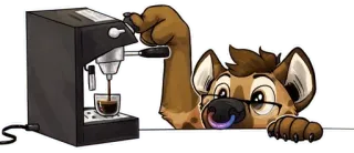 ☕ 01b6f465 café, expresso, furry, hiena, desenho animado, fofo, animal whatsapp sticker