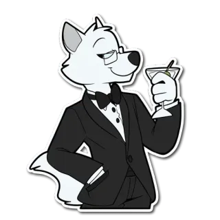 🍸 08ffe344 lobo, smoking, martini, animal, desenho animado, personagem whatsapp sticker