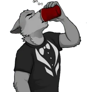 🤪 0e0b6f3a antropomórfico, animal, bebendo, festa, copo, lobo whatsapp sticker