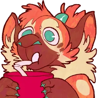 🍷 1bb2cb35 furry, animal, desenho animado, bebida, copo, canudo whatsapp sticker