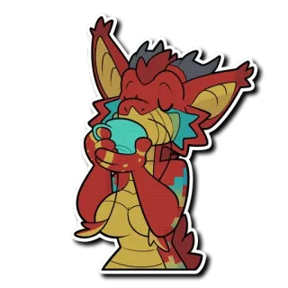 🍵 23bc40d5 dragão, bebendo, chá, fofo, vermelho, fantasia whatsapp sticker