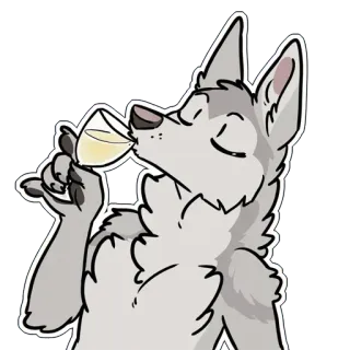 🍷 2797f60b lobo, bebendo, vinho, antropomórfico, furry whatsapp sticker