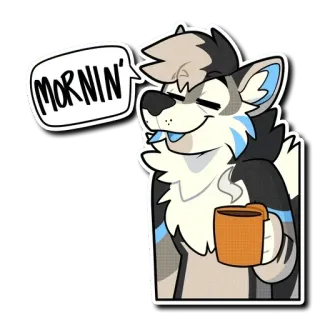 ☕️ 2bfc8694 MORNIN' Furry, Antropomórfico, Lobo, Manhã, Café, Fofo whatsapp sticker