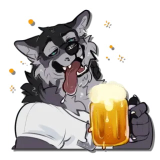 🍺 2fc0713b lobo, cerveja, álcool, furry, festa, bebendo whatsapp sticker