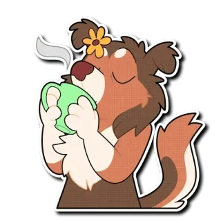 🍵 497709ab cão, flor, xícara, desenho, adesivo, fofo, animal whatsapp sticker