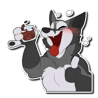 🥃 5543c626 cachorro, peludo, desenho animado, bebida, festa whatsapp sticker