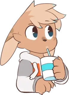 🧃 57010e7f Desenho animado, Animal, Bebendo, Fofo, Coelho whatsapp sticker