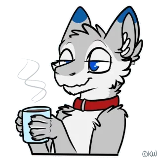 ☕️ 642dd276 Furry, Lobo, Café, Xícara, Desenho animado whatsapp sticker