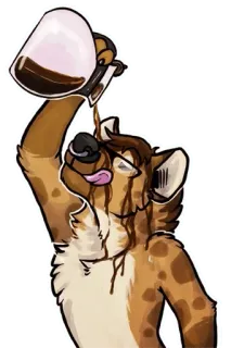 ☕ 75e116c8 antropomórfico, animal, café, hiena, bebida, vertendo whatsapp sticker