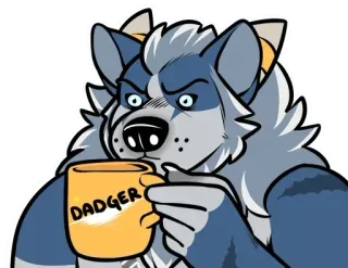 ☕️ 8dccadd2 DADGER Furry, Lobo, Antro, Café, Caneca, Pai, Personagem whatsapp sticker