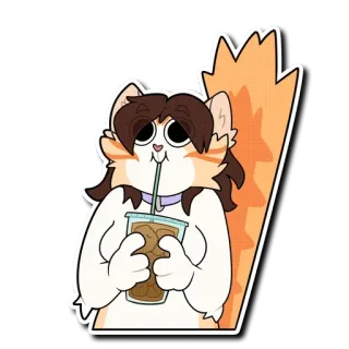 ☕️ 8f699c35 gato, animal, café gelado, bebida, desenho animado whatsapp sticker