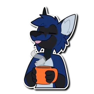 ☕️ 9b350a7e Furry, Lobo, Antropomórfico, Café, Bebida quente, Fofo, Adesivo whatsapp sticker