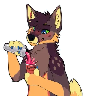 🍺 9c9709d0 ANTARS Furry, Lobo, Anthro, Bebida, Copo, Despejando whatsapp sticker