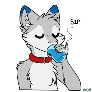 🚰 b0e43146 SIP Furry, Raposa, Animal, Bebendo, Água, Gole whatsapp sticker