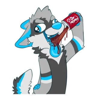 🍺 b48b57f5 Dr Pepper lobo, dr pepper, refrigerante, bebida, desenho animado, furry, animal whatsapp sticker