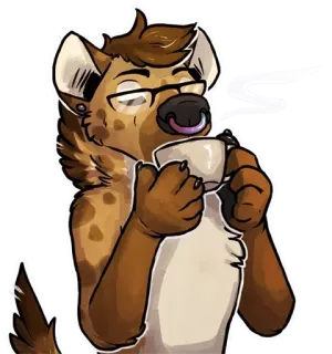 ☕ c61bc93e Furry, Antropomórfico, Hiena, Chá, Café, Óculos whatsapp sticker