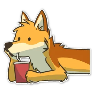 🥤 c74a6387 raposa, animal, desenho animado, bebida, fofo whatsapp sticker
