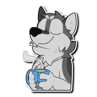 ☕️ d3cf675c Furry, Lobo, Desenho animado, Café, Chá, Relaxado whatsapp sticker