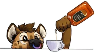 ☕ f00e1cce hiena, furry, animal, café, fofo, adesivo whatsapp sticker