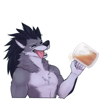🍺 f31468ca Furry, Lobo, Álcool, Cerveja, Bebendo whatsapp sticker