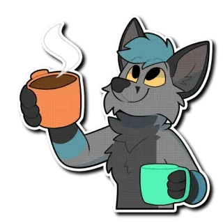 ☕️ fb004e2b Furry, Desenho animado, Antropomórfico, Animal, Café, Caneca, Bebida, Fofo whatsapp sticker