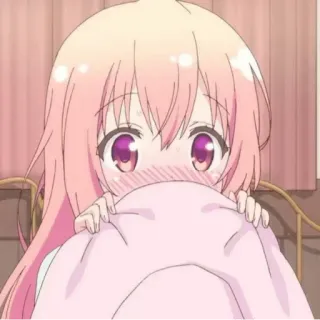 😳 1a7de04e Anime, Garota, Fofa, Cabelo rosa, Rubor telegram sticker