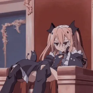 ☁️ 34315603 Anime, Desenho animado, Menina, Personagem, Sentada, Ilustração telegram sticker