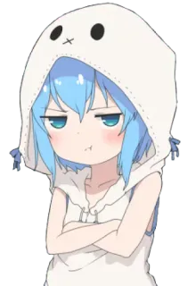 ❤️ 64a5499e Anime, Desenho animado, Personagem, Fofo, Cabelo azul, Moletom com capuz telegram sticker