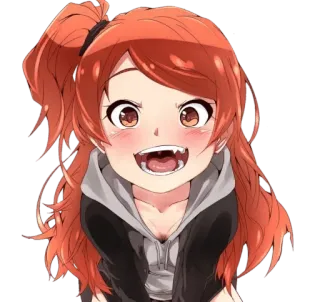 😺 aab19c40 Anime, Desenho animado, Cabelo ruivo, Vampiro, Presa, Garota, Bonito telegram sticker