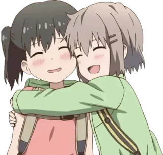 ❤️ d1cc4e21 Anime, Garotas, Amigos, Abraço, Fofo, Feliz, Desenho animado telegram sticker