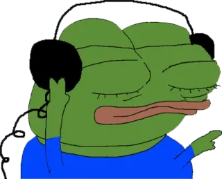 🎧 59ce1851 Pepe the Frog Pepe, rana, meme, cuffie, ascoltando musica whatsapp sticker