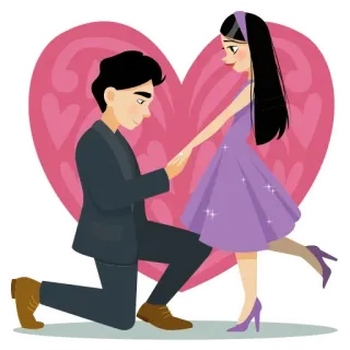 ❤️ cd3c9b70 カップル, 愛, プロポーズ, ハート, ロマンス, 漫画 telegram sticker