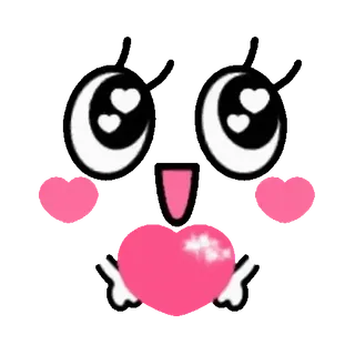 😊 a8df1929 kawaii, coração, fofo, amor, rosto, emoji whatsapp sticker