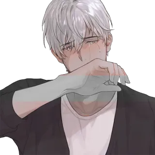 😭 153fb954 ร้องไห้, เศร้า, เสียใจ, อนิเมะ, ตัวละคร, ผู้ชาย, อารมณ์ whatsapp sticker